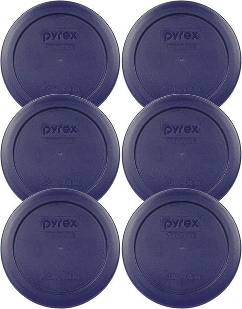 Pyrex Bundle - 6 Items: 7200-PC 2-Cup Blue Plastic Food Storage Lids...